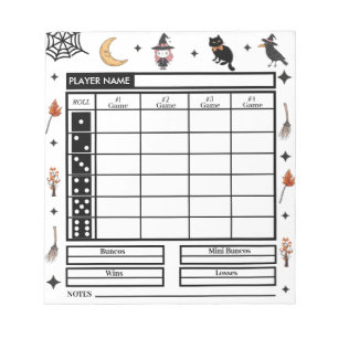 Modern Halloween Theme Bunco Score Pad