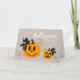 Modern Halloween Trick Or Treat Cute Pumpkins Card