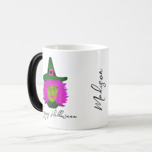 Modern Halloween Witch Glam Script Personalised Magic Mug