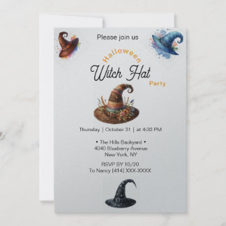 Modern Halloween Witch Hat Party Invitation