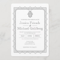 Modern hamsa geometric wedding invitation