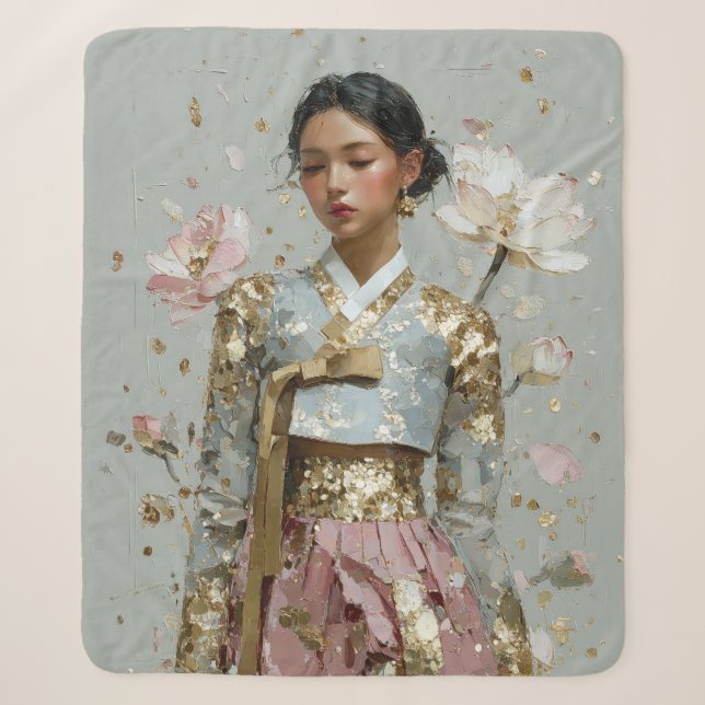 Modern Hanbok Art Print Sherpa Blanket (Front)