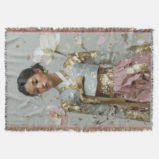 Modern Hanbok Art Print Throw Blanket (Front)
