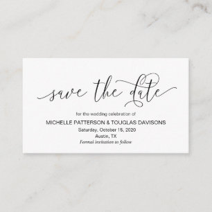 Modern hand Black ink script Wedding Save the date Enclosure Card