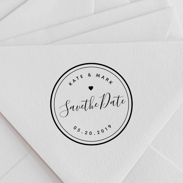 Modern Hand Calligraphy Wedding Save the Date Self-inking Stamp (Creator Uploaded)