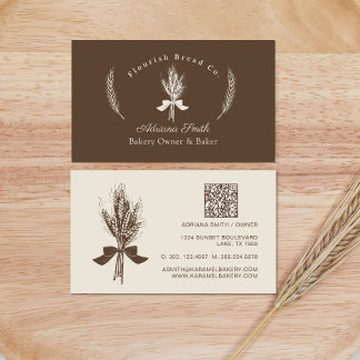 Modern Hand Draw Wheat Bakery Business Card