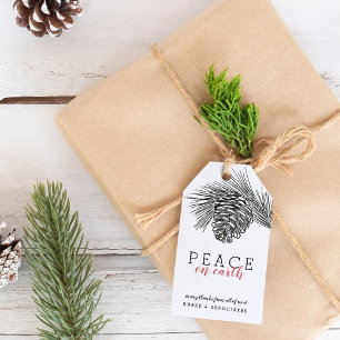 Modern Hand Drawing Pine Branch Holiday Business Gift Tags