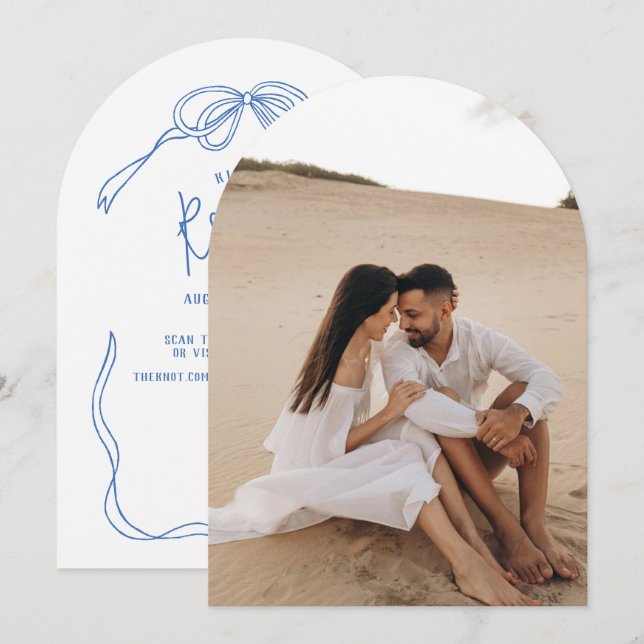 Modern Hand Drawn Arch Photo Underlay RSVP Wedding Invitation (Front/Back)