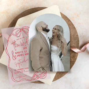 Modern Hand Drawn Arch Photo Underlay Wedding Invitation