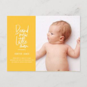 Modern hand drawn baby boy birth announcement