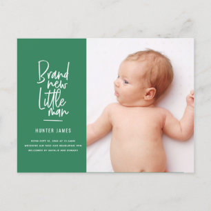 Modern hand drawn baby boy birth announcement