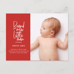 Modern hand drawn baby boy birth announcement