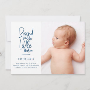 Modern hand drawn baby boy birth announcement