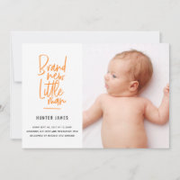 Modern hand drawn baby boy birth announcement