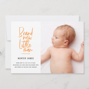 Modern hand drawn baby boy birth announcement