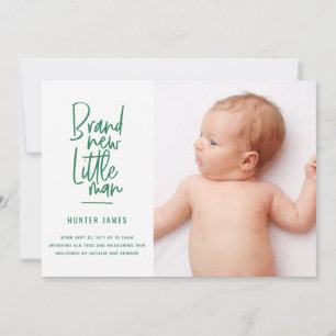 Modern hand drawn baby boy birth announcement