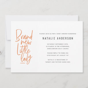 Modern hand drawn baby girl baby shower invite