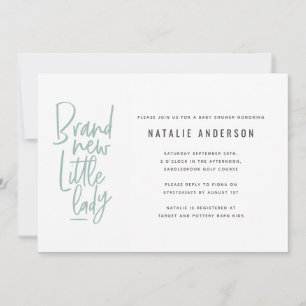 Modern hand drawn baby girl baby shower invite