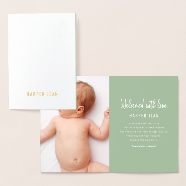 Modern hand drawn baby girl birth announcement (Display)