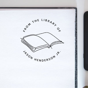 Modern Hand-drawn Book Minimalist Custom Name Self-inking Stamp
