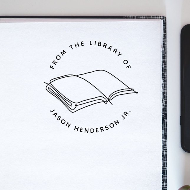 Modern Hand-drawn Book Minimalist Custom Name Self-inking Stamp (Creator Uploaded)