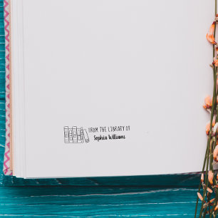 Modern Hand-drawn Books Custom From The Library Of Self-inking Stamp
