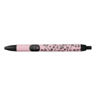 Modern, Hand-Drawn Cherry Blossoms Black Ink Pen