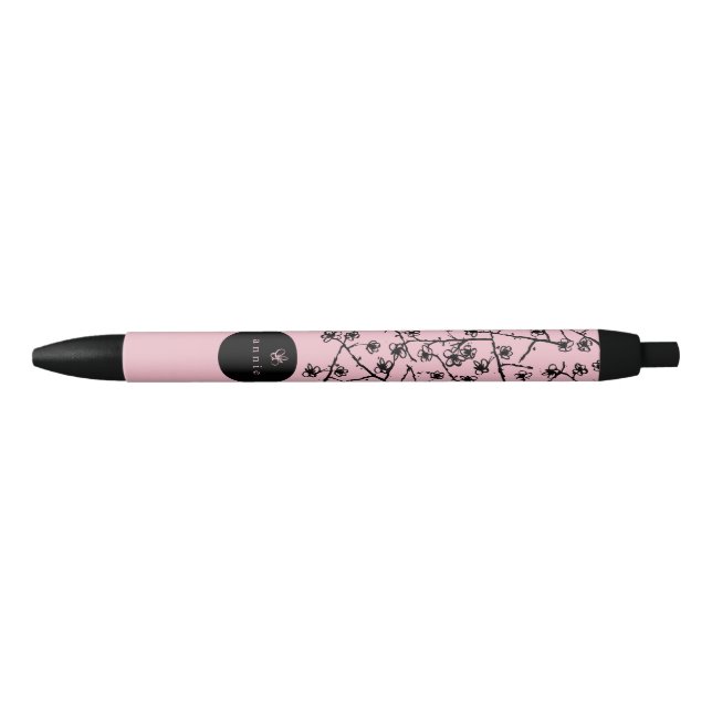 Modern, Hand-Drawn Cherry Blossoms Black Ink Pen (Front)