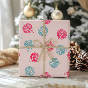 Modern Hand-Drawn Christmas Ornaments Pattern Wrapping Paper