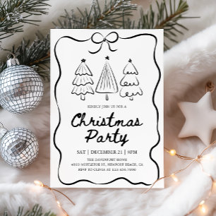 Modern Hand Drawn Christmas Tree Holiday Party Invitation