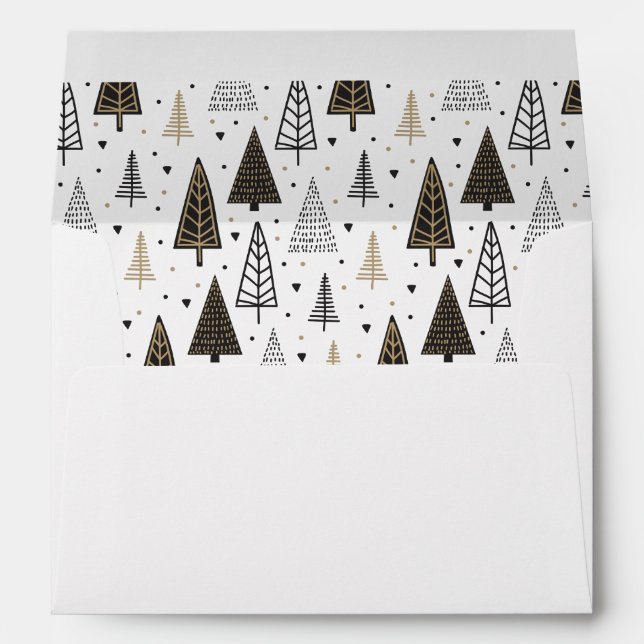 Modern Hand Drawn Christmas Tree New Year Holidays Envelope (Back (Bottom))