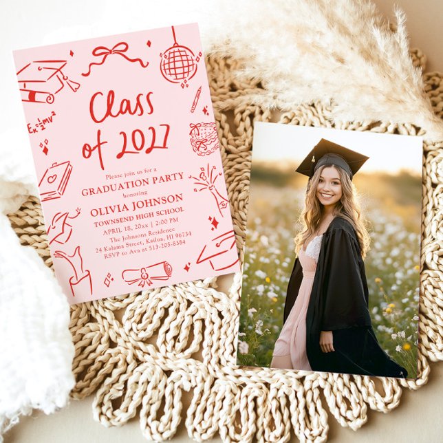 Modern Hand Drawn Class of 2027 Graduation Party Invitation (Modern Hand Drawn Class of 2027 Graduation Party Invitation)