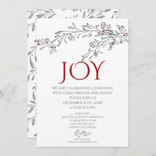 Modern Hand Drawn Doodle Mistletoe Christmas Party Invitation