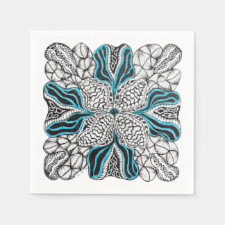 Modern Hand-Drawn Doodle with Blue Napkin