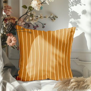 Modern Hand Drawn Fall Cream Striped Cushion