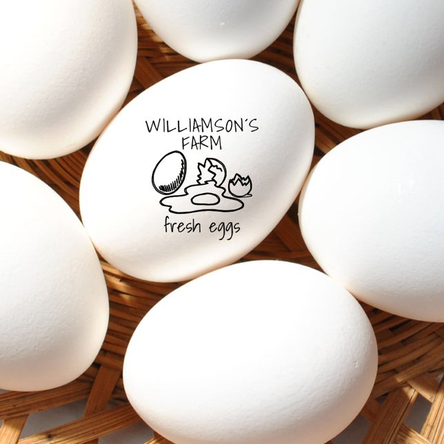 Modern Hand-drawn Fresh Eggs Family Farm Name Egg Rubber Stamp (Modern Hand-drawn Fresh Eggs Family Farm Name Egg Rubber Stamp)
