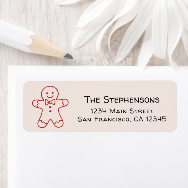Modern Hand Drawn Gingerbread Man Return Address (Insitu)