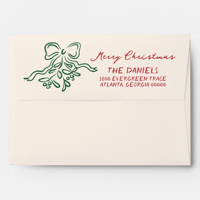Modern Hand Drawn Holiday Return Address Envelope (Back (Top Flap))