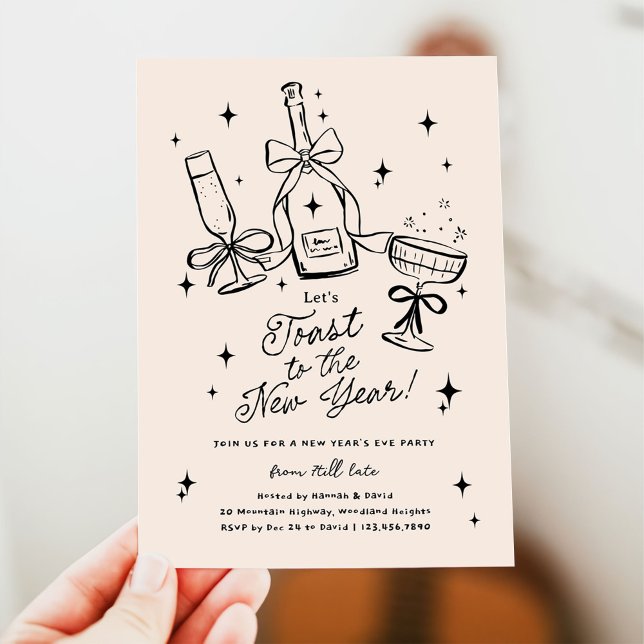 Modern Hand Drawn New Year's Eve Party Invitation (Creator Uploaded)