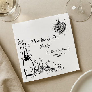 Modern Hand Drawn New Year's Eve Party Napkin