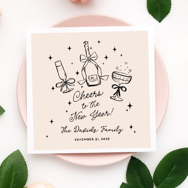 Modern Hand Drawn New Year's Eve Party  Napkin (Creator Uploaded)