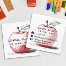 Modern Hand Drawn Red Apple Teacher Private Tutor