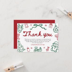Modern Hand Drawn Red Green Winter Christmas Invitation