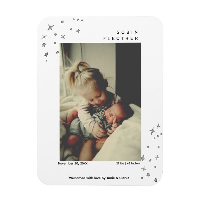 Modern Hand-drawn Star Doodle Photo  Magnet (Vertical)