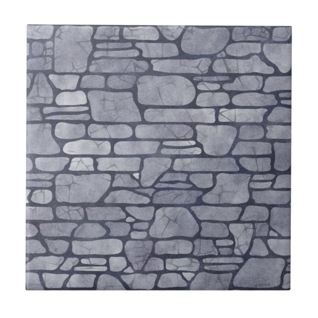 Modern hand drawn stones Grey and black Bathroom Tile (Front)