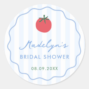 Modern Hand-Drawn Tomato Bridal Shower Favour Classic Round Sticker