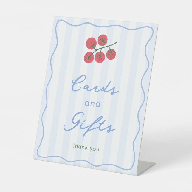 Modern Hand-Drawn Tomato Vine Cards And Gifts Pedestal Sign (Front)