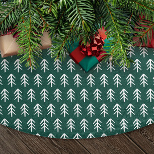 Modern Hand-Drawn Trees Green Brushed Polyester Tree Skirt