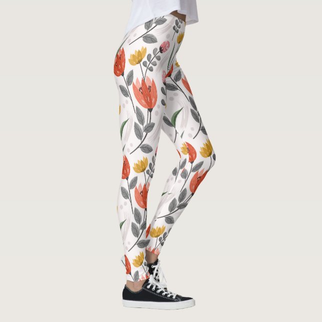 Modern Hand Drawn Tulips Leggings (Right)