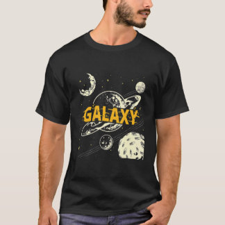 Modern Hand Drawn Universe Galaxy Planet Moon T-Shirt